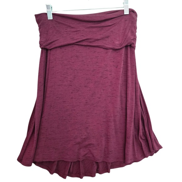 Max Studio Dresses & Skirts - Max Studio Burgundy Slub Knit High-Low Skirt Boho Earthy Flowy Casual Womens M